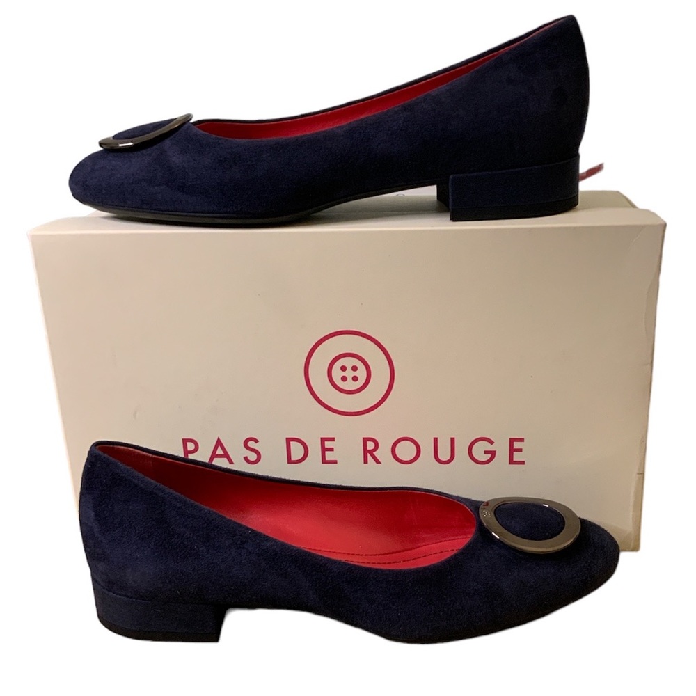 Pas De Rouge “Daria” Blue Suede Loafers